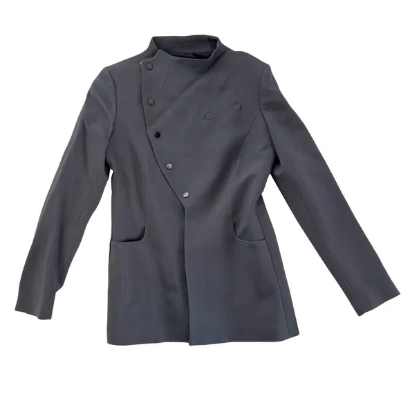 Coperni Charcoal Women's Asymmetrical Fitted Blazer - Picture 2 of 12